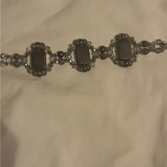 Vintage Chic Silver and Gray Gemstone Bracelet - Picture 7 of 16